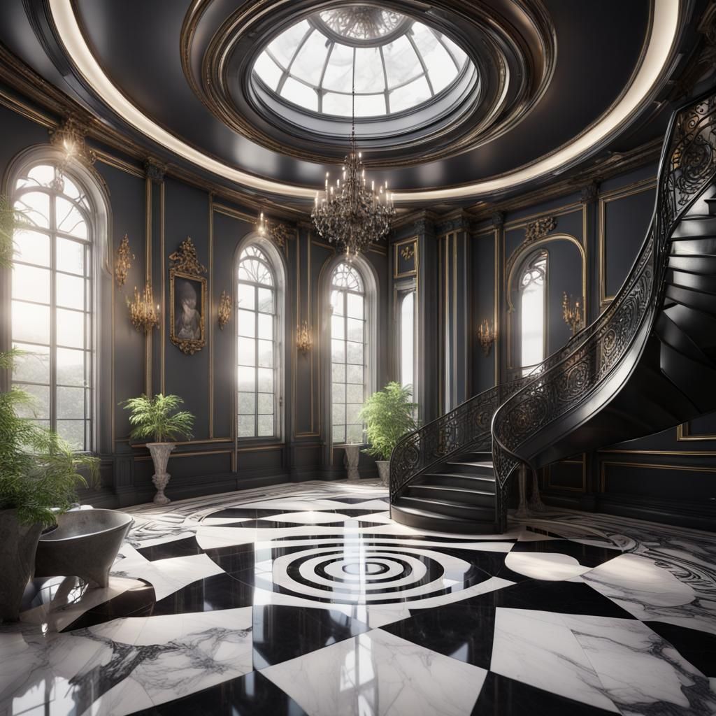 Ethereal Dreamhouse in Deep Color with Spiral Staircase and...