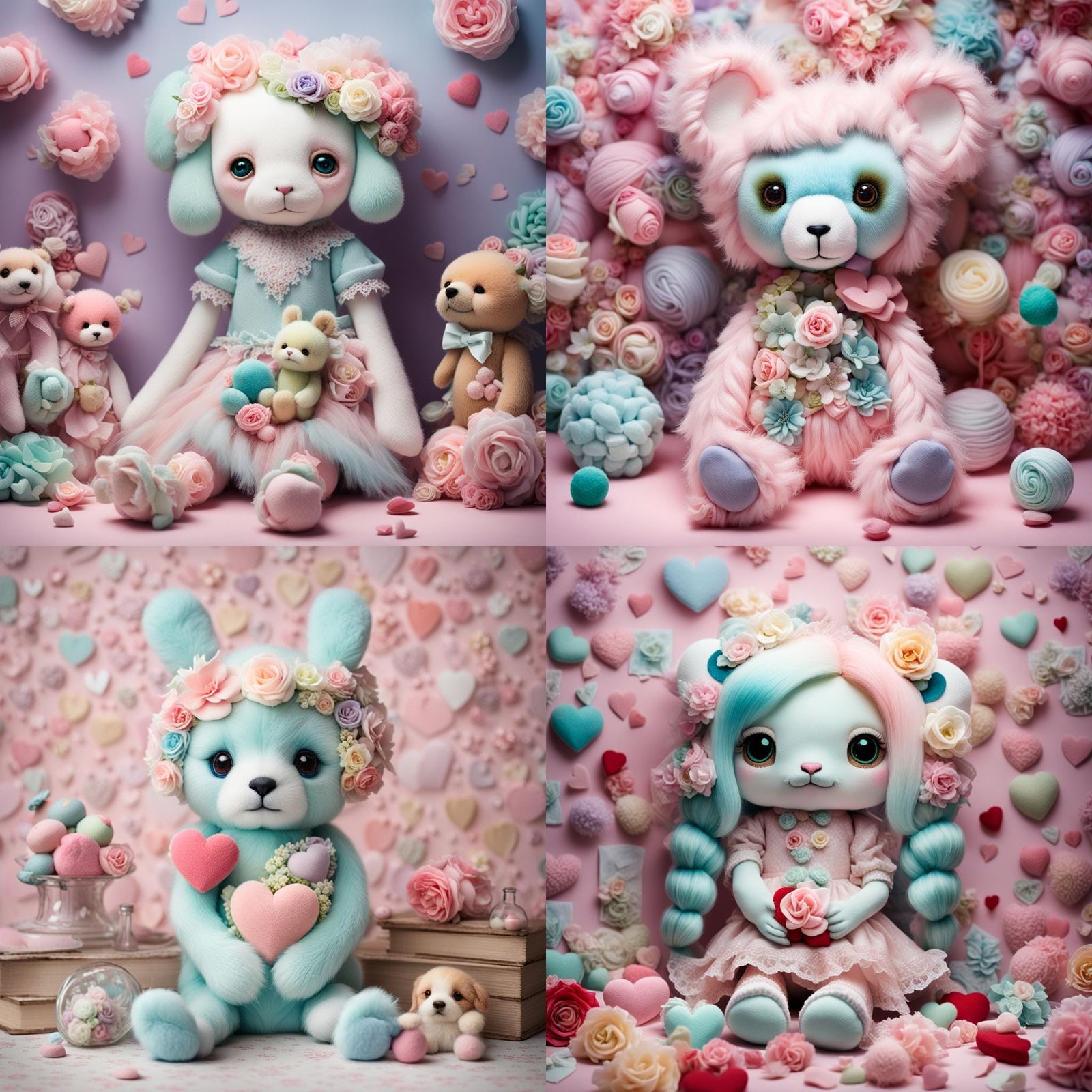 Whimsical Pastel Plush Valentine in Pop Surrealism Style