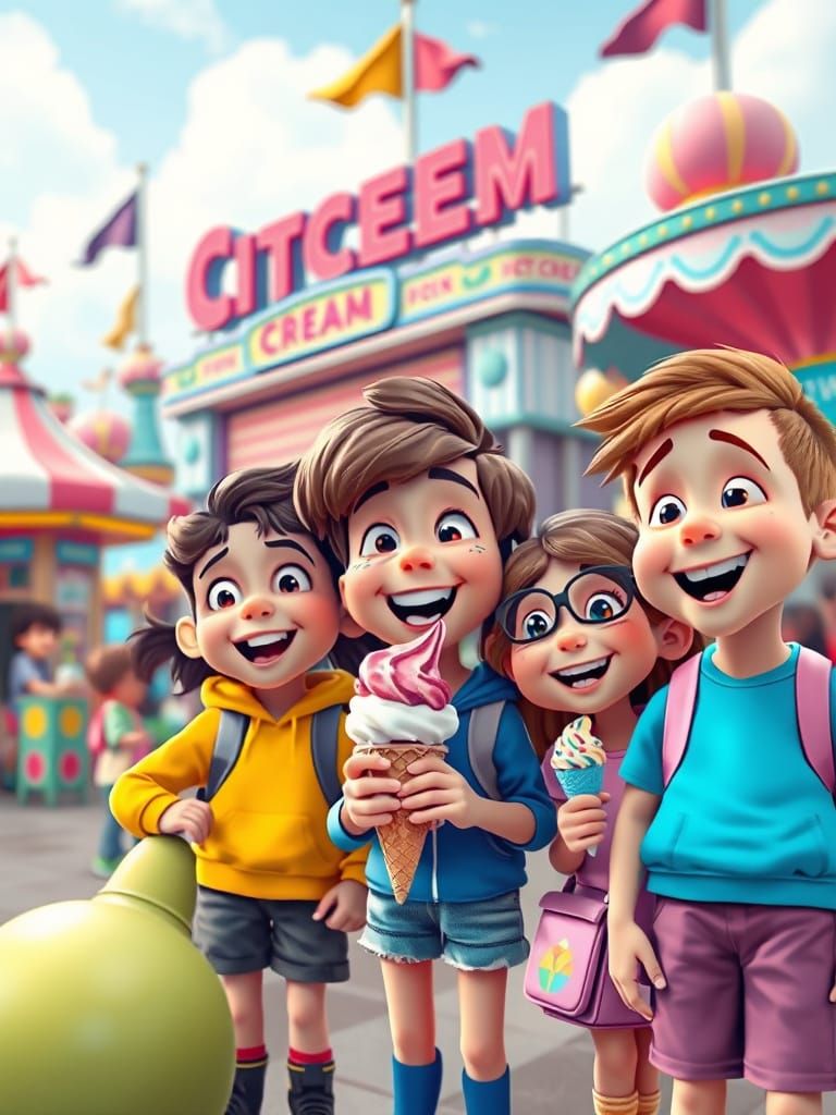 Ice Cream Fair: Caricature in Pixar Style