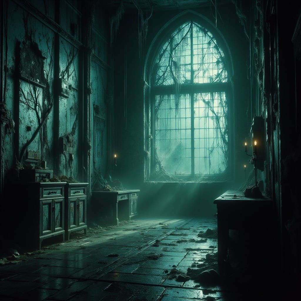 Eerie Gothic Revival Hospital Shrouded in Otherworldly Aura