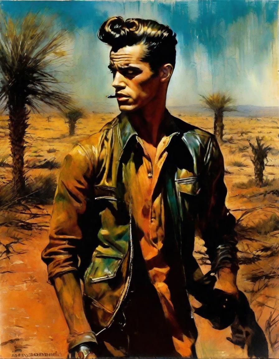 Rebel 1950s Style Portrait in a Vibrant Pulp Art Aesthetic