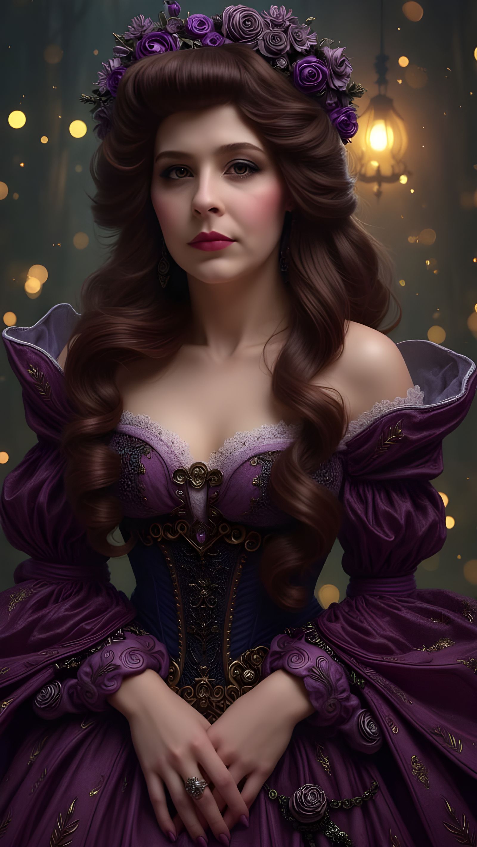 Ethereal Rococo Lady in Velvet and Lace