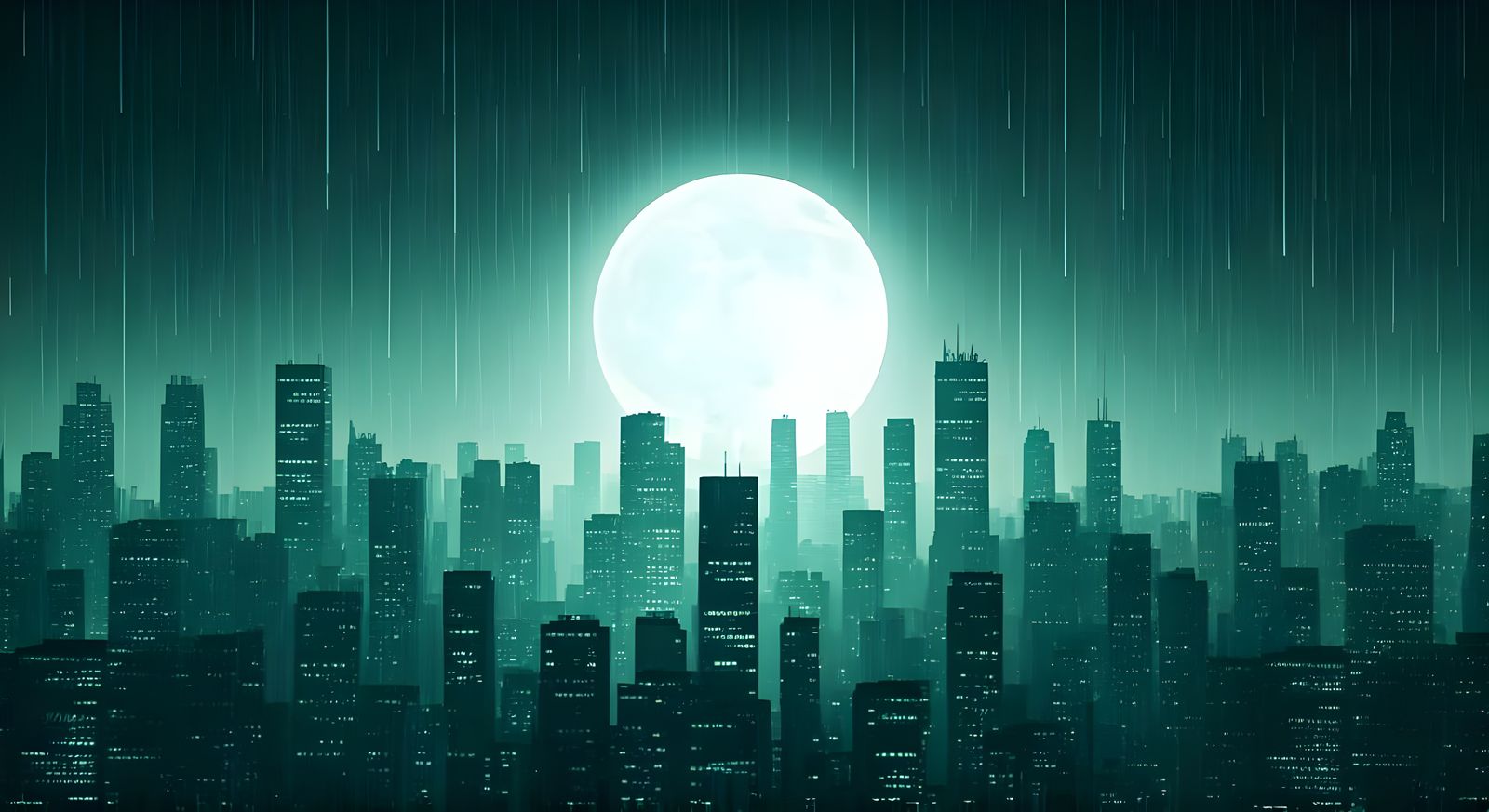 Neon Cityscape in Glitched Cyberpunk Style