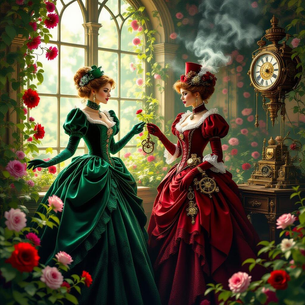 Victorian & Steampunk Ladies Collaborate Amidst Nature and M...