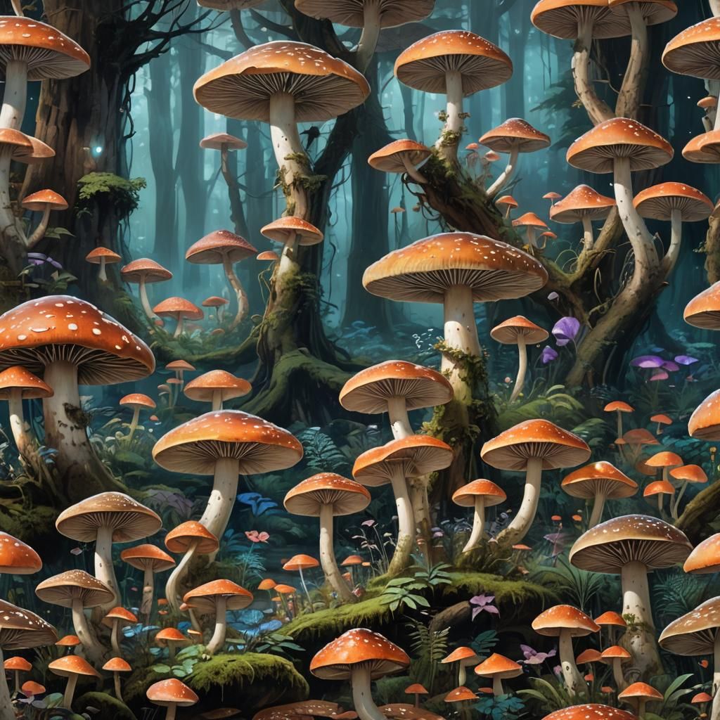 Glowing Dream Forest in Vibrant, Detailed Fantasy Landscape