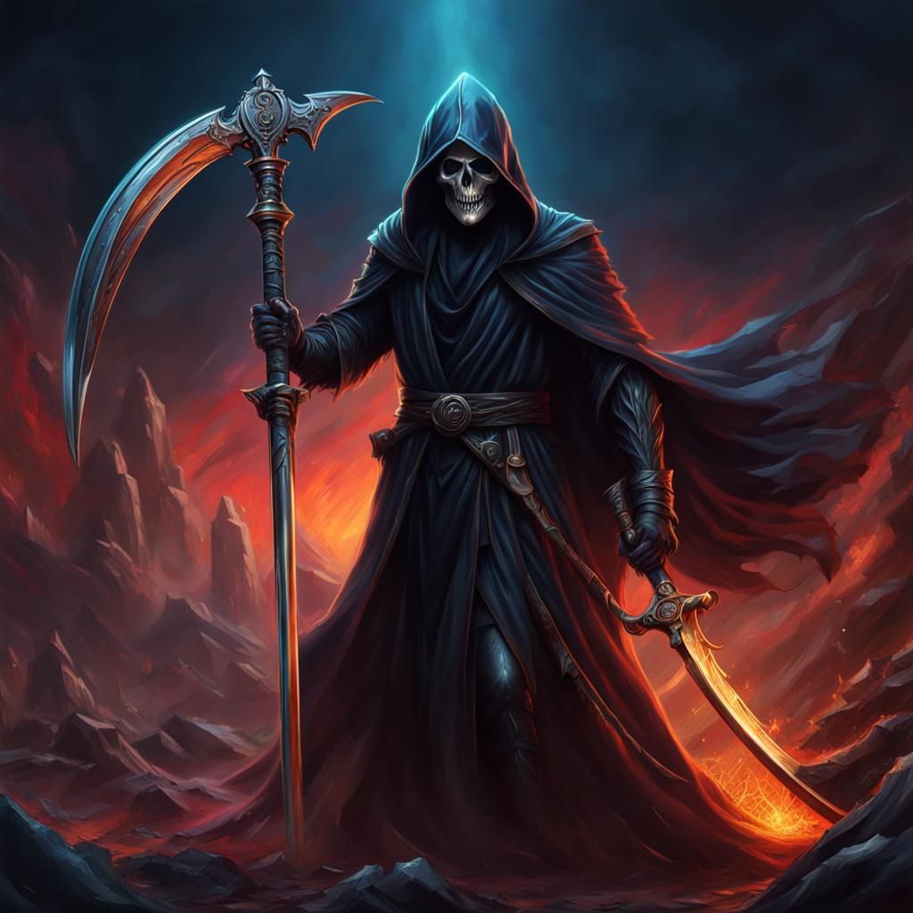 Hyperrealistic Grim Reaper Masterpiece - Dark Fantasy Concep...