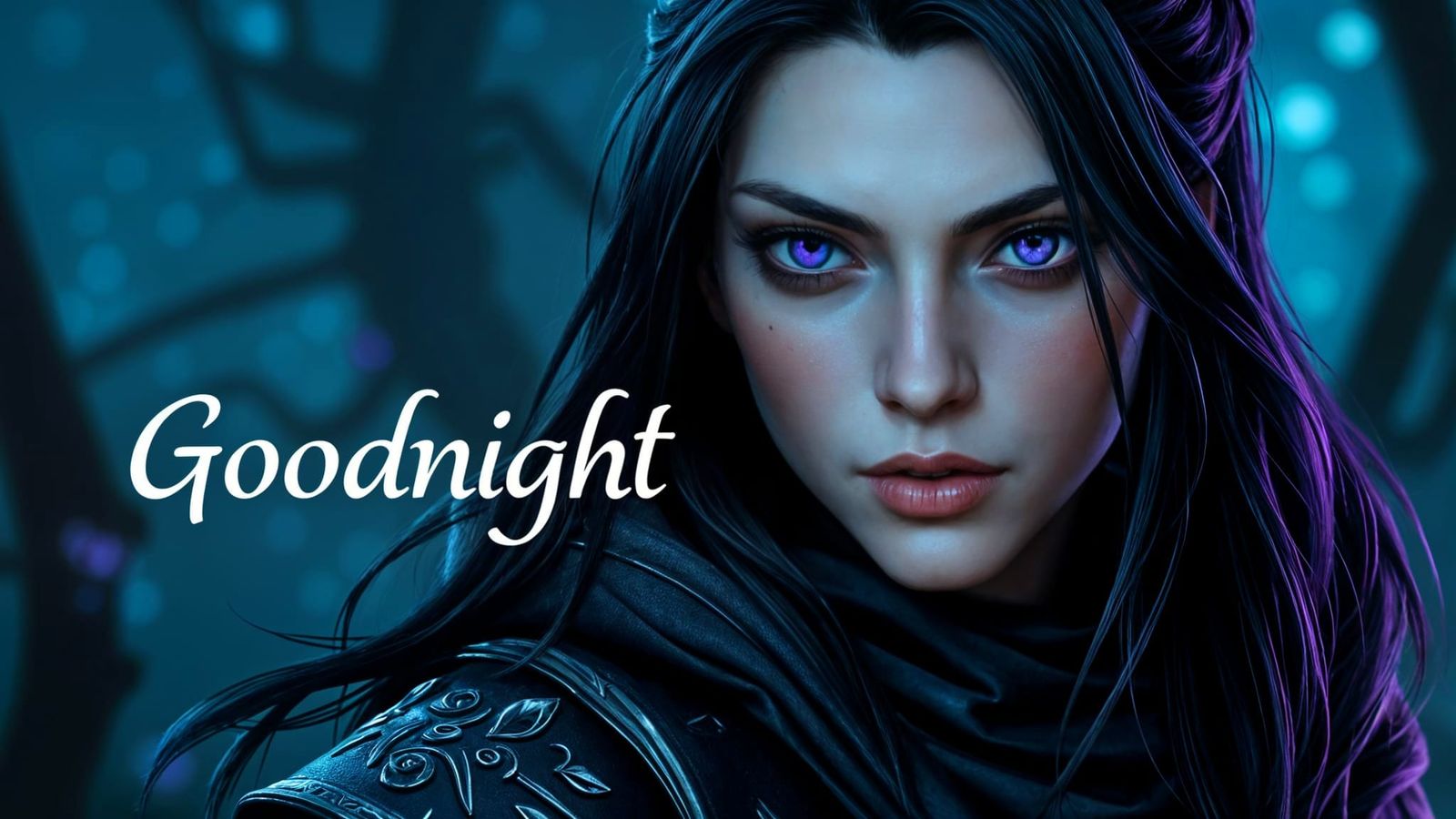 Gaming Sorceress Yennefer Wishes Goodnight in Digital Art