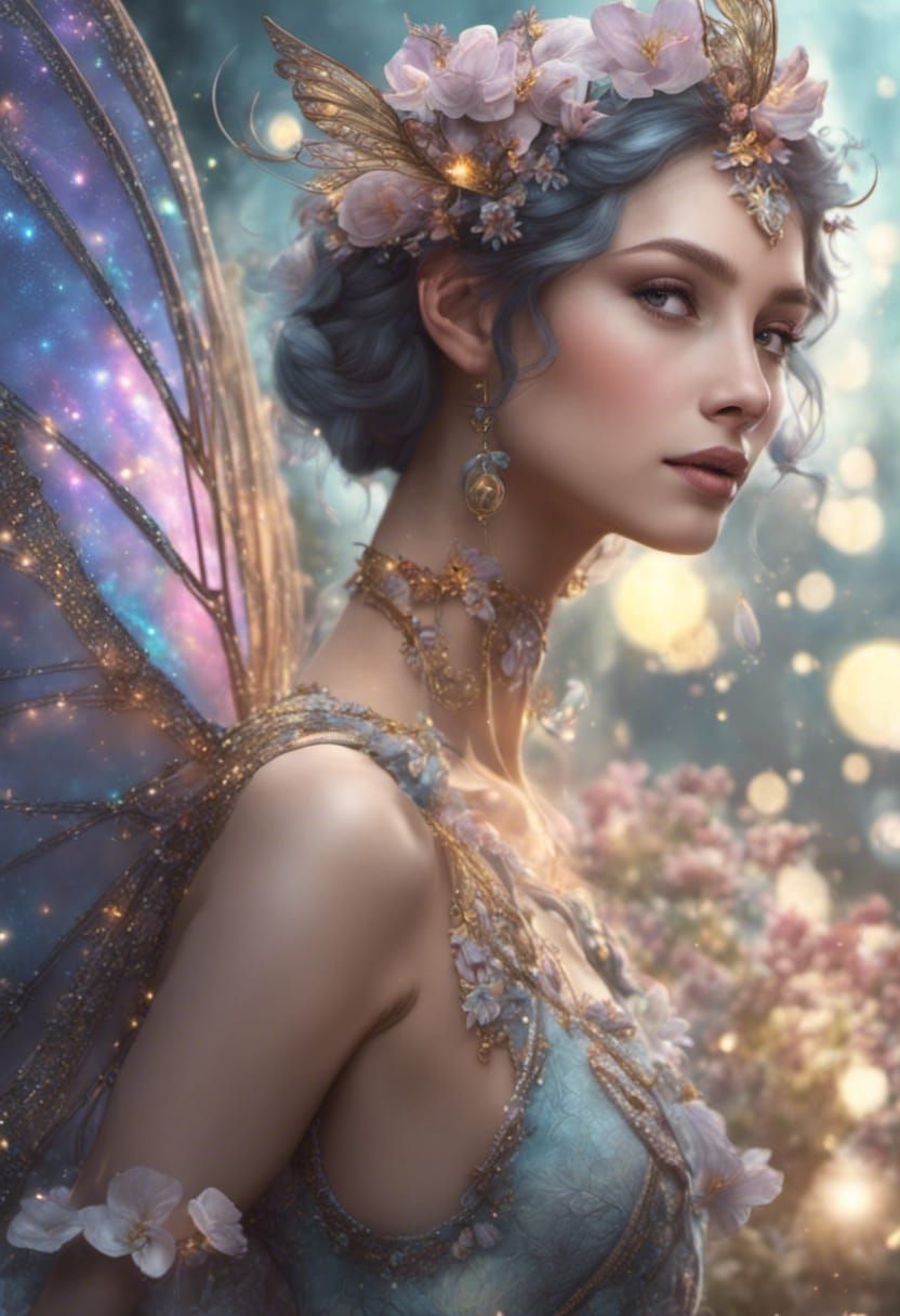 Ethereal Fairy in Prismatic Wings: A Masterpiece of Fantasy...