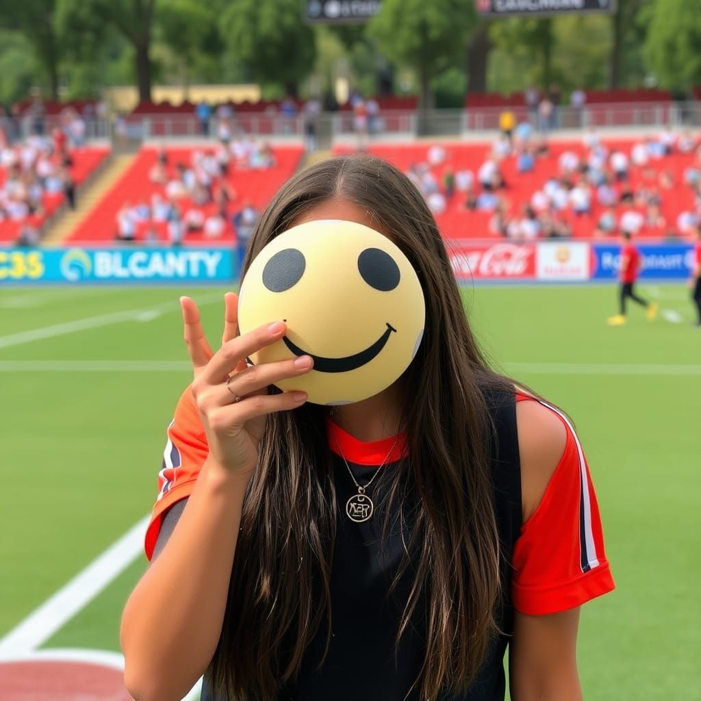 A Fungi Figure Smiling with a Soccer Ball