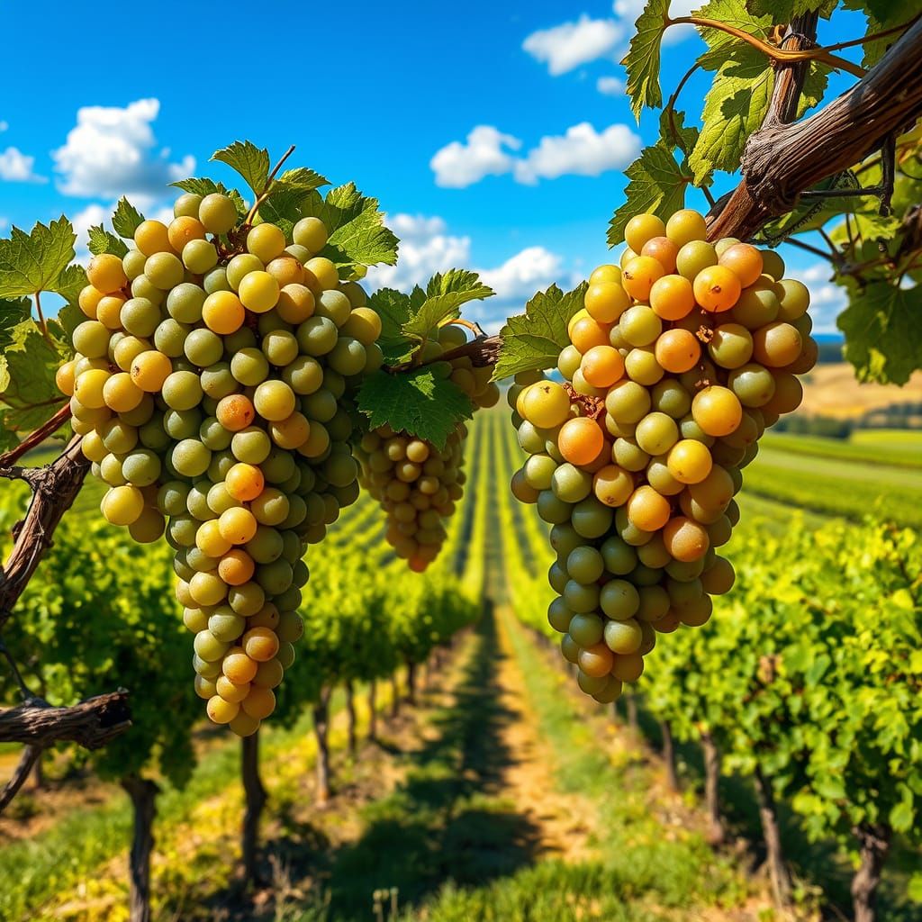 Grapes on Vines in a Lush Oregon Valley Landscape