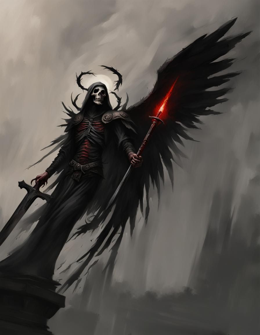 Terrifying Angel of Death in Twisted Horror Style