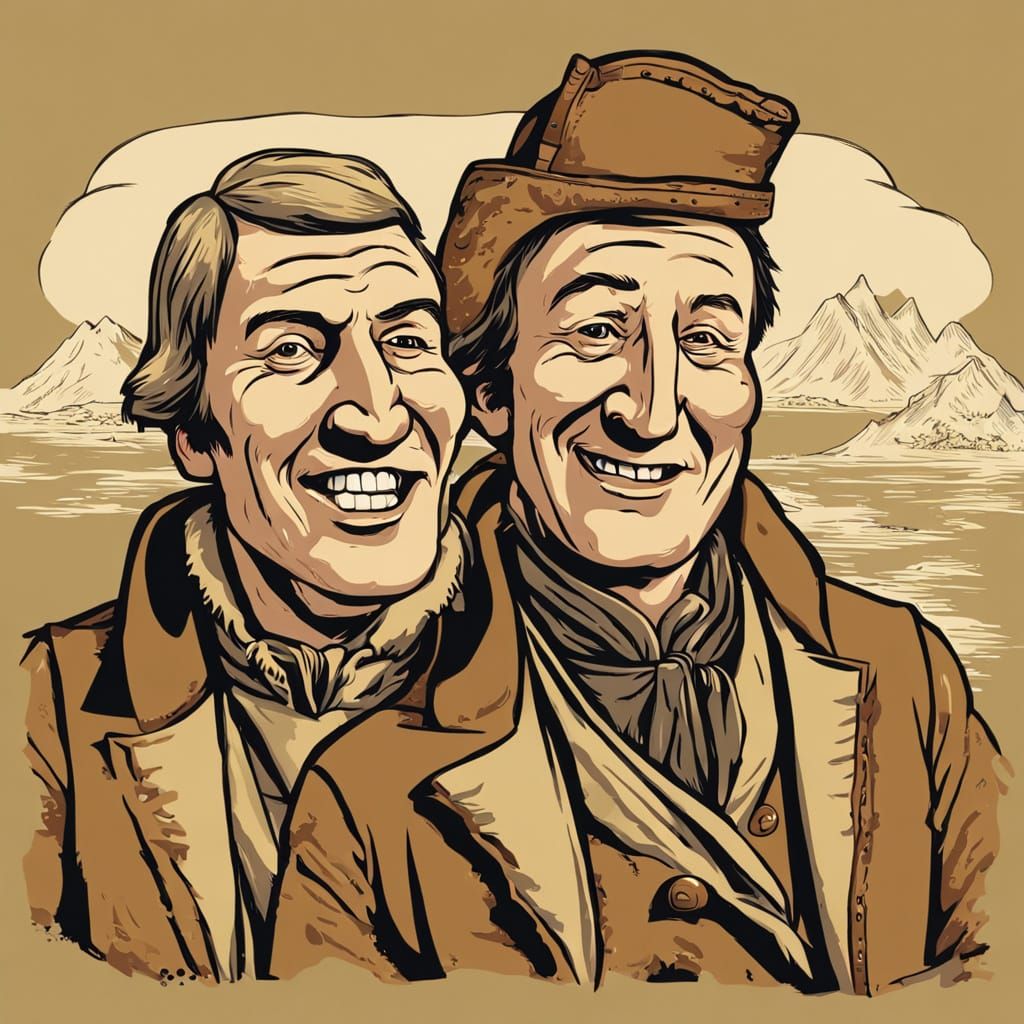 Caricature of Lewis and Clark in Buckskin