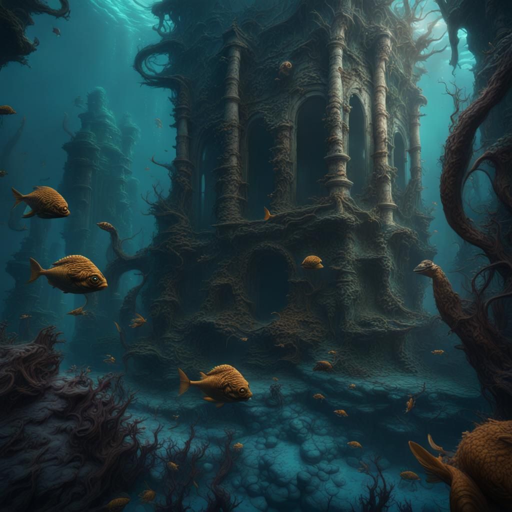 Fantastical Underwater World in Deep Blues and Greens