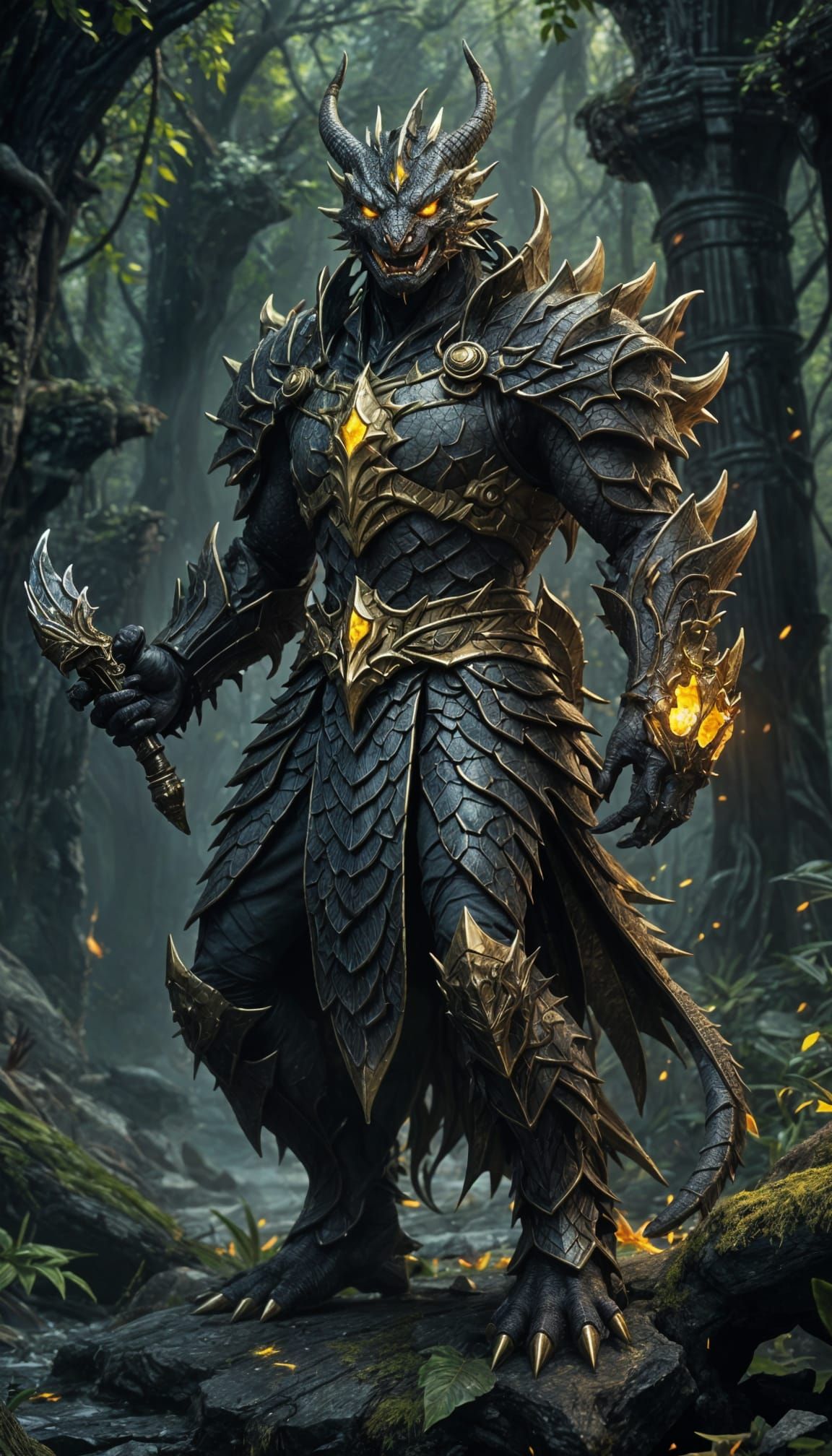 Dragonkin with Fiery Hand: Fantasy Concept Art