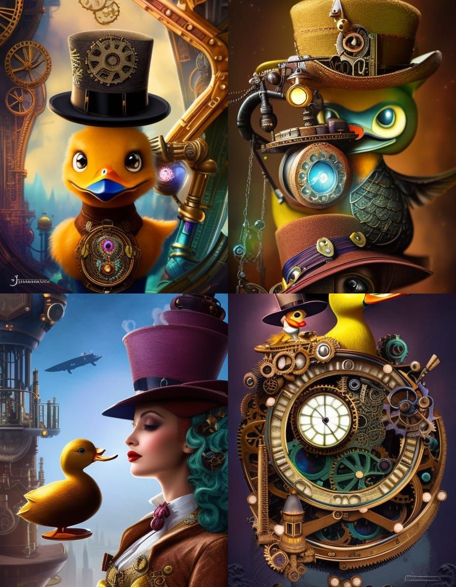 Dashing Steampunk Duck in Gears and Steam