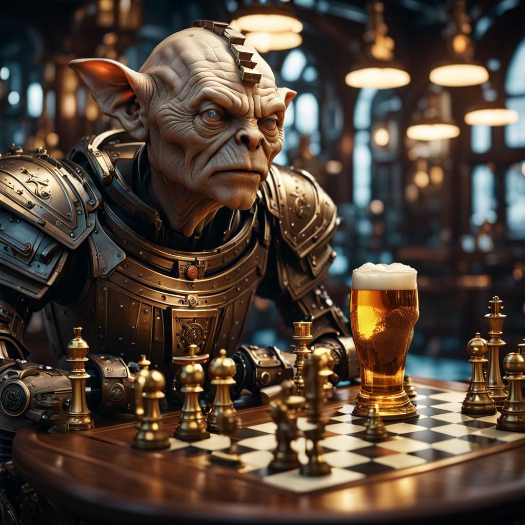 Golum Enjoys Beer in a Bustling Irish Pub