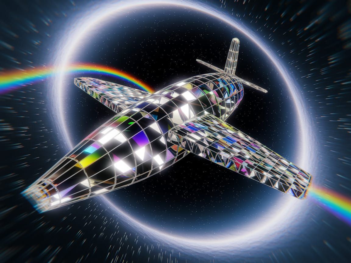 Crystal Prism Spaceship with Rainbow Diffraction