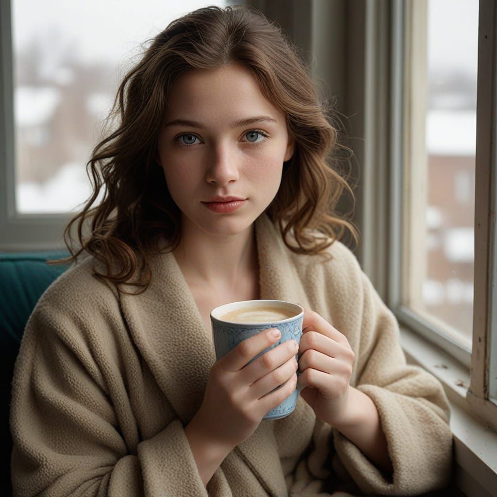 Serene Morning Moment in Earthy Hues