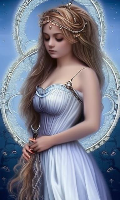 Blonde Princess in Sapphire Corset Dress