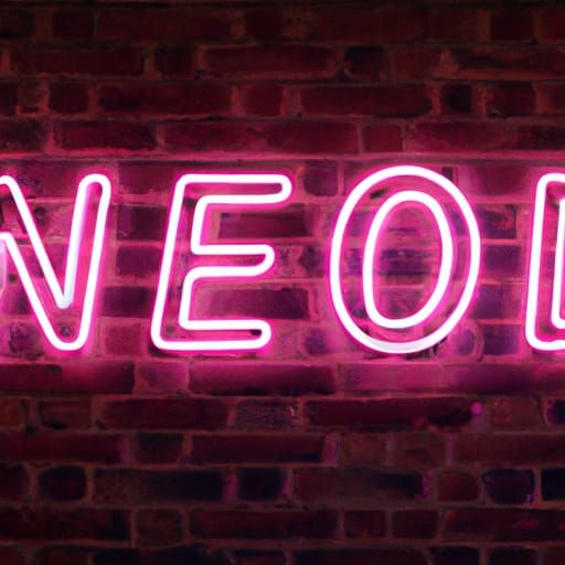 Retro Neon Sign Shines Bright on Red Brick Wall
