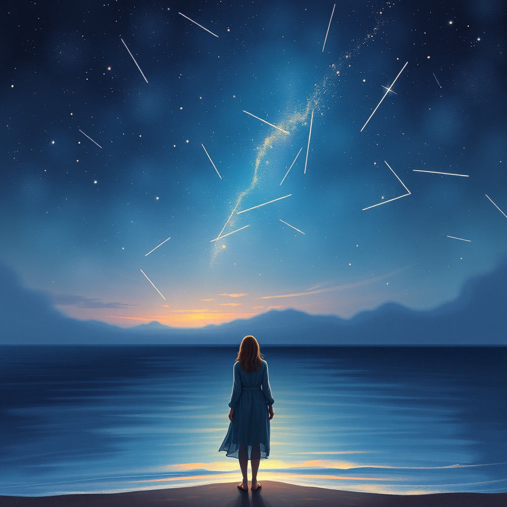 Starry Nightfall Over the Ocean's Edge