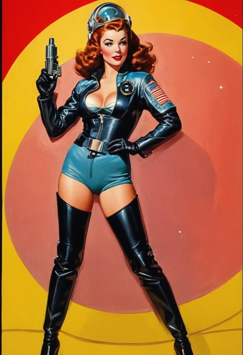 Retro Futuristic Space Girl in Cosmic Splendor