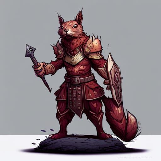 Mighty Squirrel Warrior in Fantasy Gear
