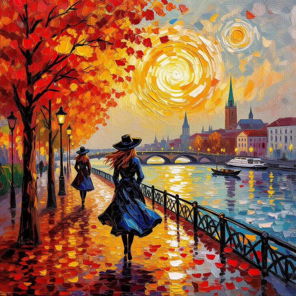 Autumn Elemental Magic in Neo-Impressionist Style