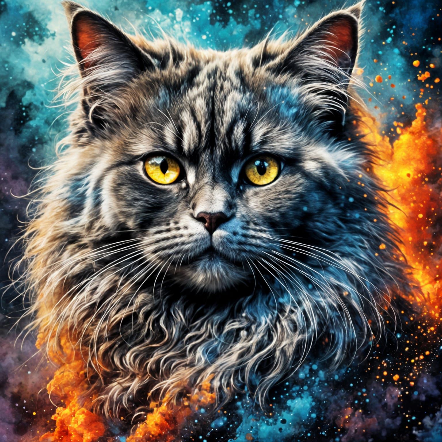 Smoky Persian Cat with Long Fur