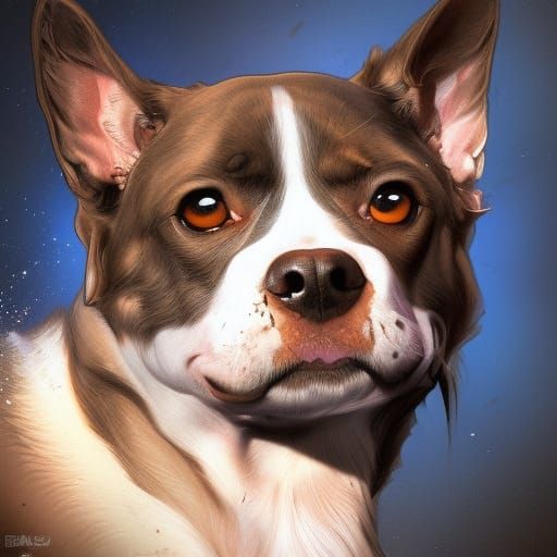 Dynamic Bat Dog Portrait in Vibrant Triadic Colors