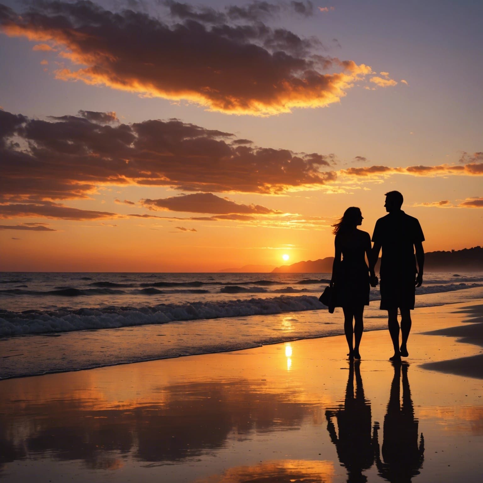 Romantic Beach Sunset in Hyperdetailed Hyperrealistic HDR