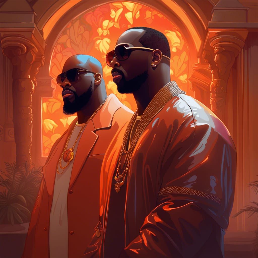 East Coast vs West Coast Hip Hop Legends in Triadic Colors