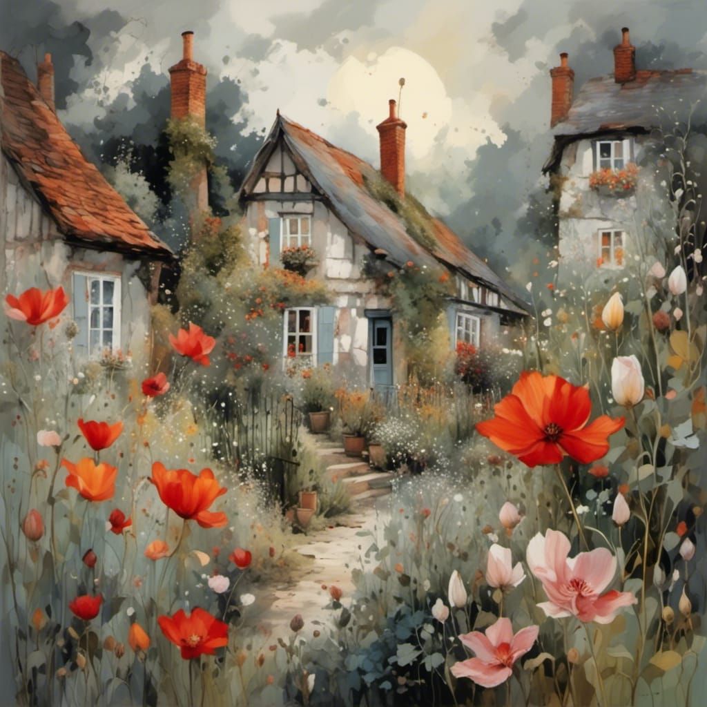 Cozy Cottage Blooms in a Gray Forbidding Metropolis