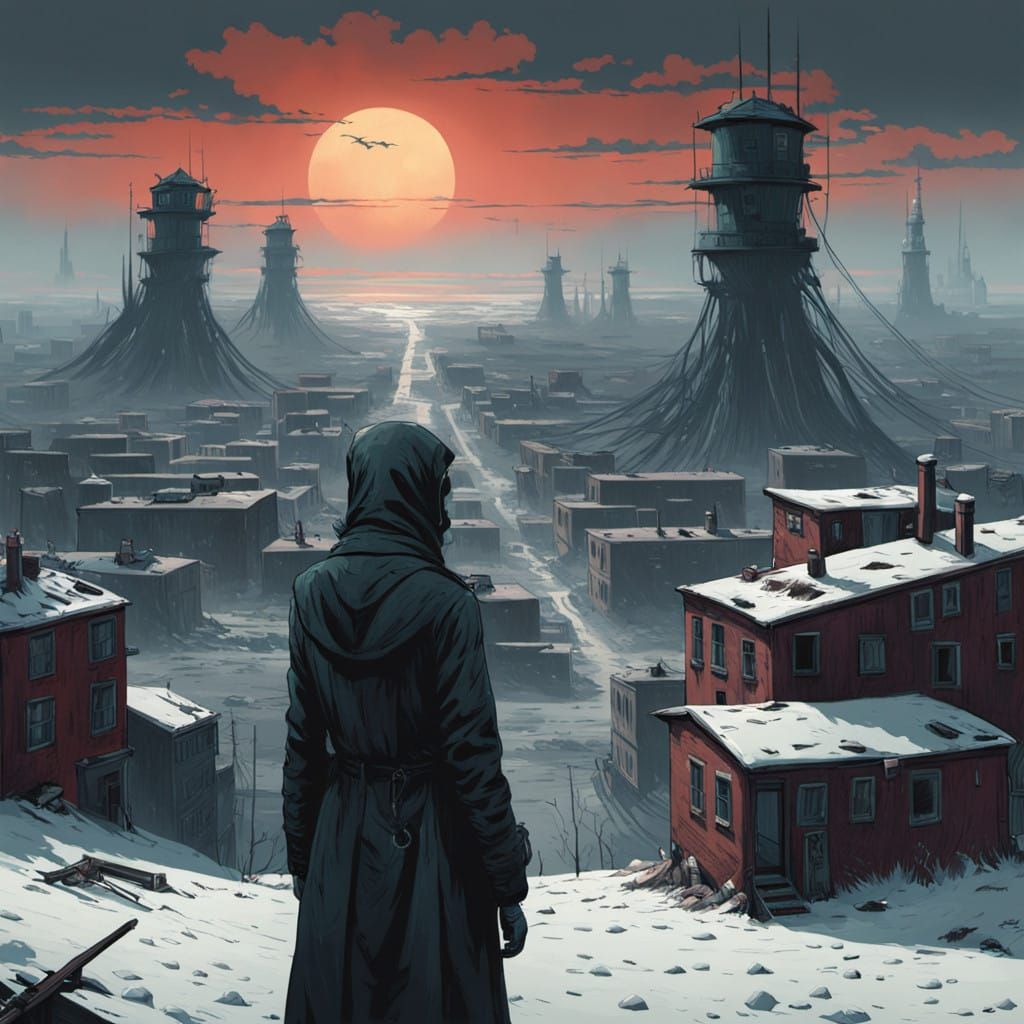 Giantess Looms Over Ruined City in Haunting Victorian Horror