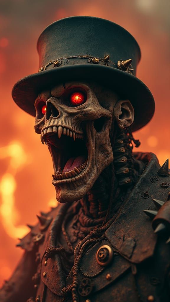 Steampunk Horror: Humanoid Scream in Cinematic Slow Motion