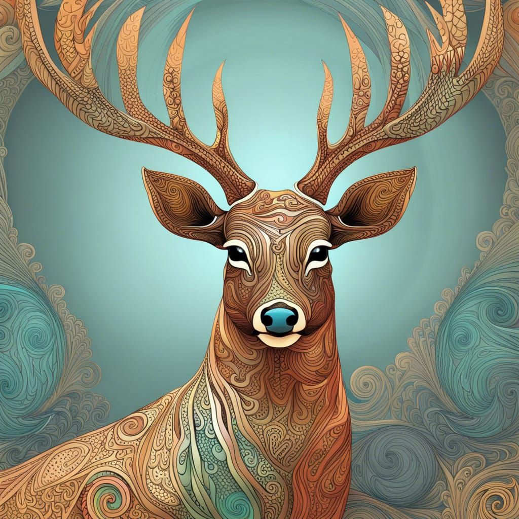 Fractal Deer in Abstract Wave Function