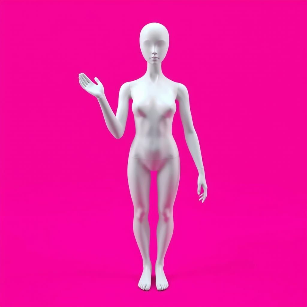 Androgynous Mannequin in Neon Magenta Studio Portrait