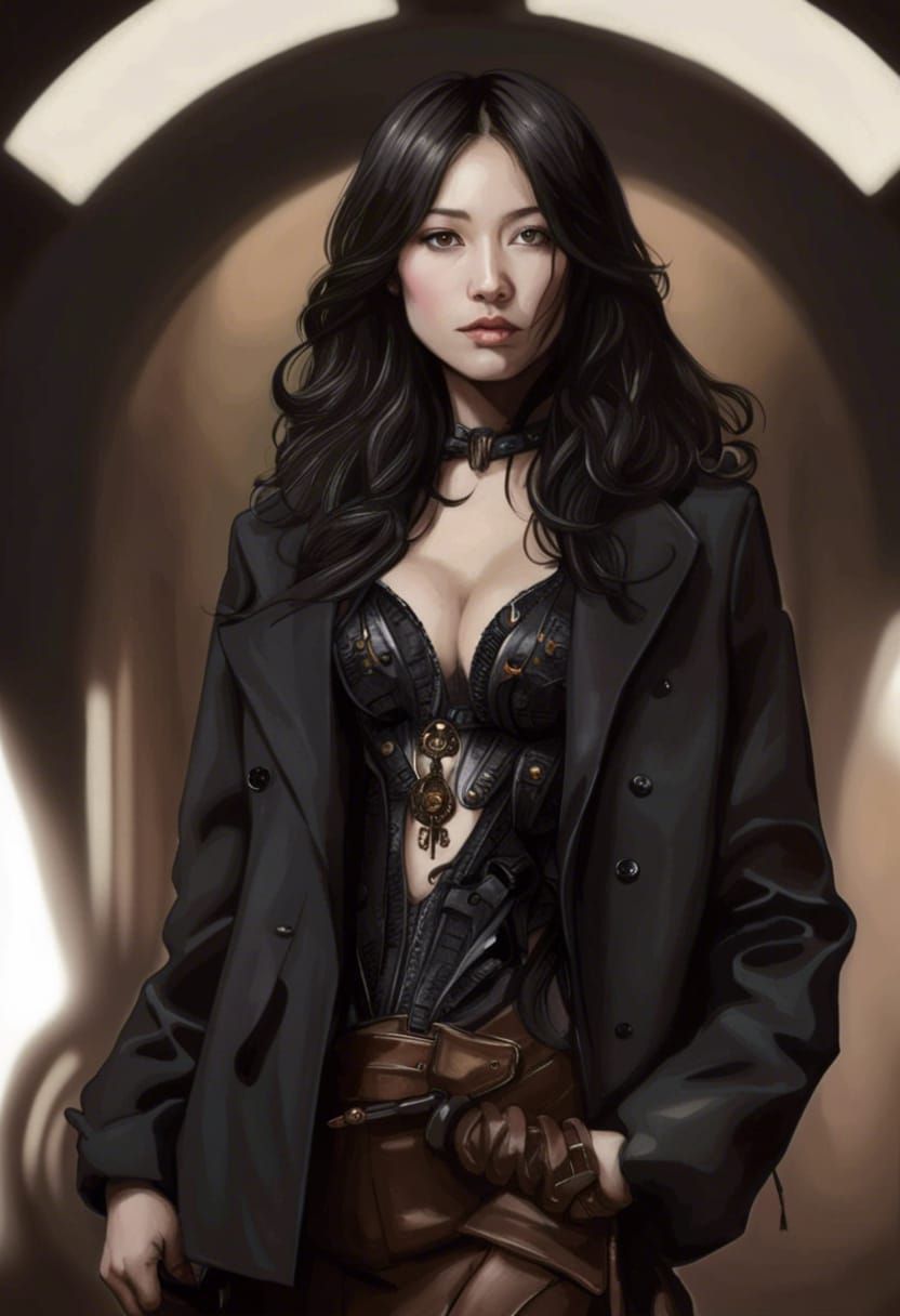 Cyberpunk Goddess in Dark, Triadic Splendor