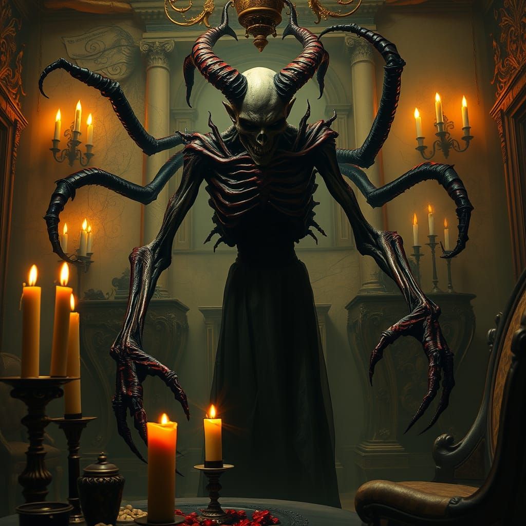 Dark Entity in Macabre Gothic Horror Scene