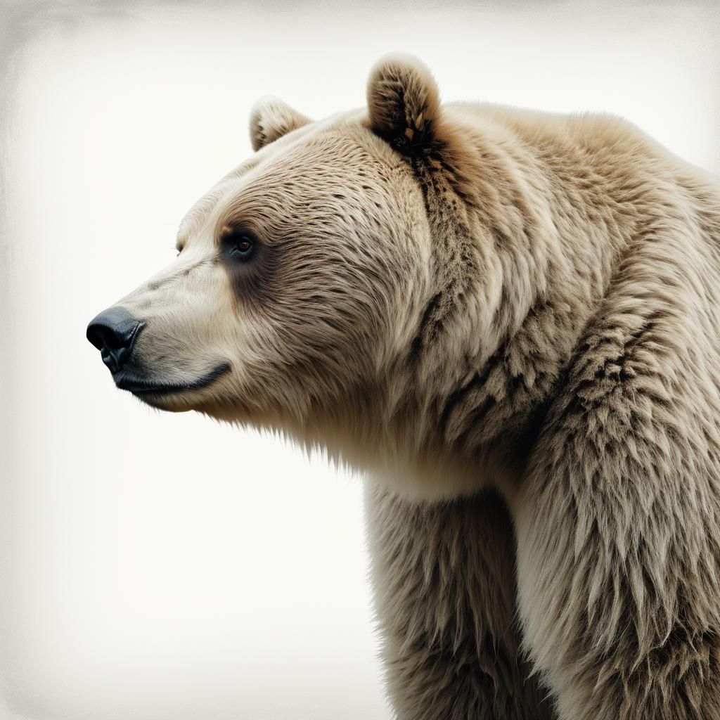 Surreal Bear Portrait in Organic Forms with Desaturated Ligh...