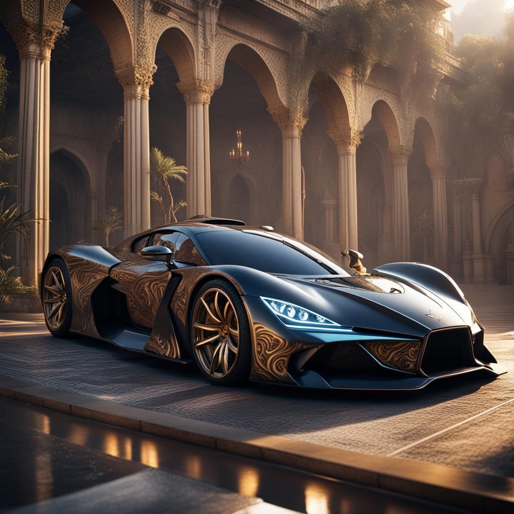 Cyberpunk Fantasy Hypercar King in Rich, Deep Colors