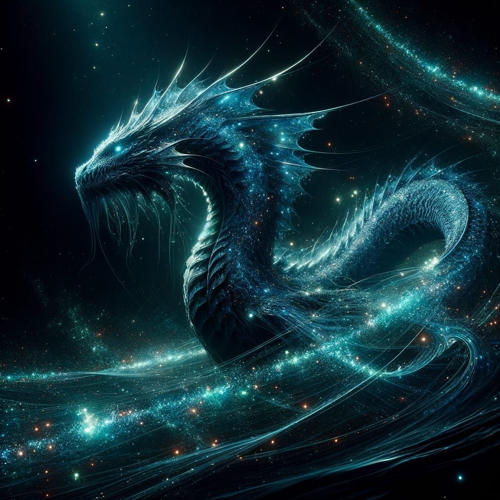 Leviathan of the Void: Majestic Sea Dragon with Ethereal Gaz...