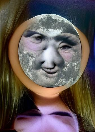 A Celestial Face with a Serene Moonlit Glow