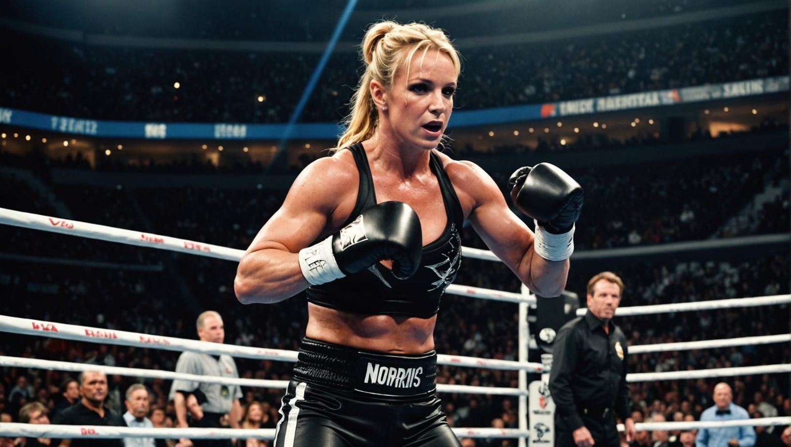 Britney Spears Takes Down Chuck Norris in Epic Boxing Arena....