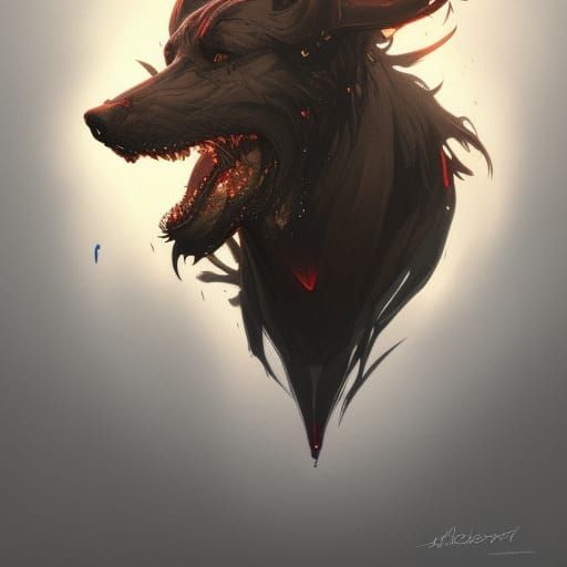 Cyberpunk Hellhound Portrait in Triadic Colors