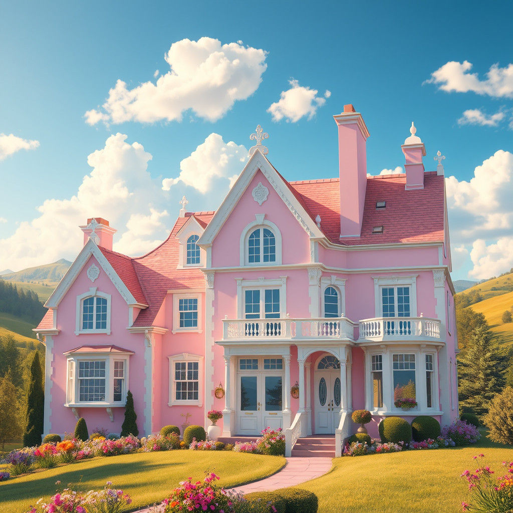 Surreal Georgian Mansion in Pastel Paradise