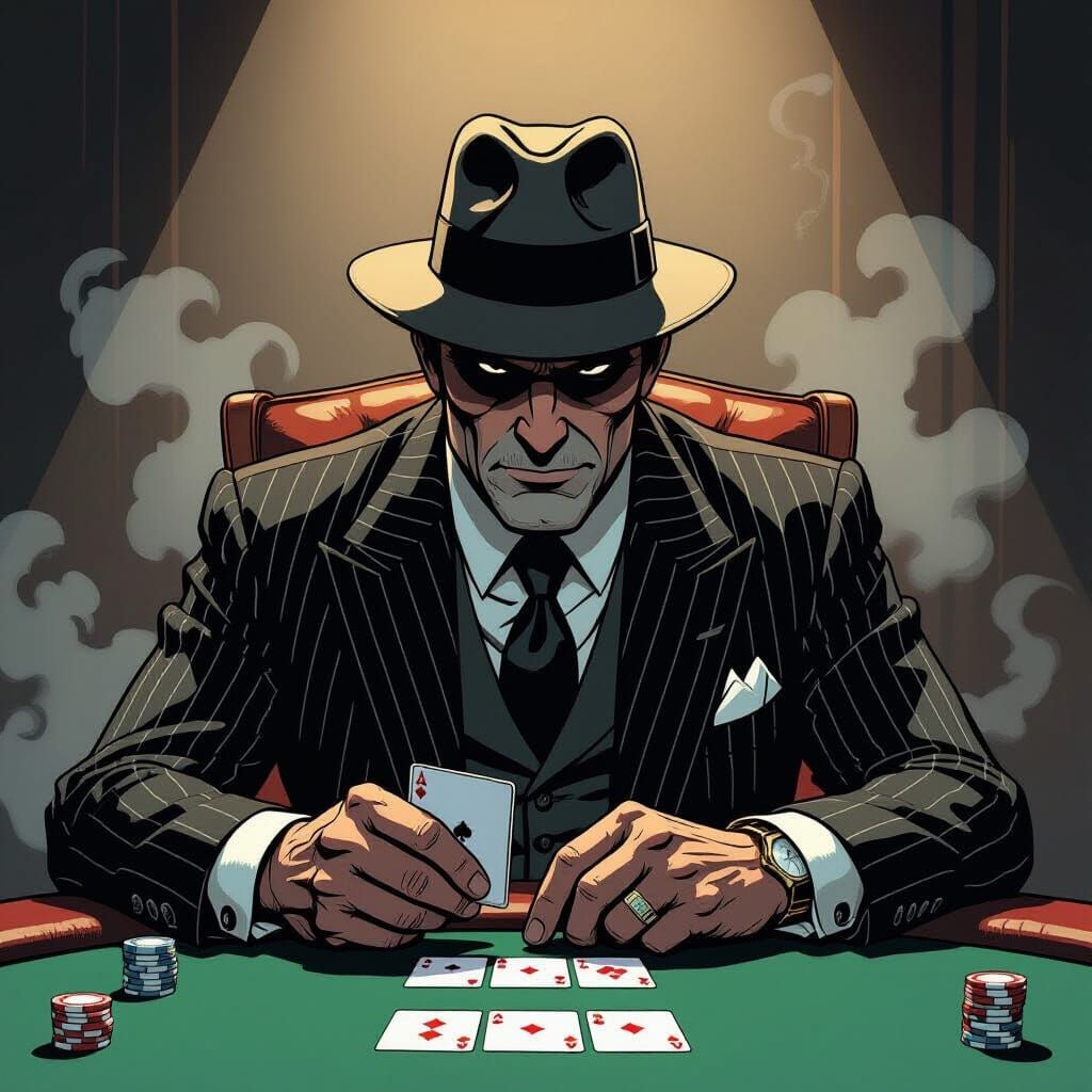 Mafia Boss Wins Poker Hand in Smoky Speakeasy