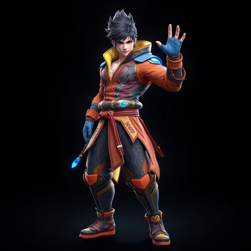 Cyberpunk Fighter in Electric Blue Tekken Outfit