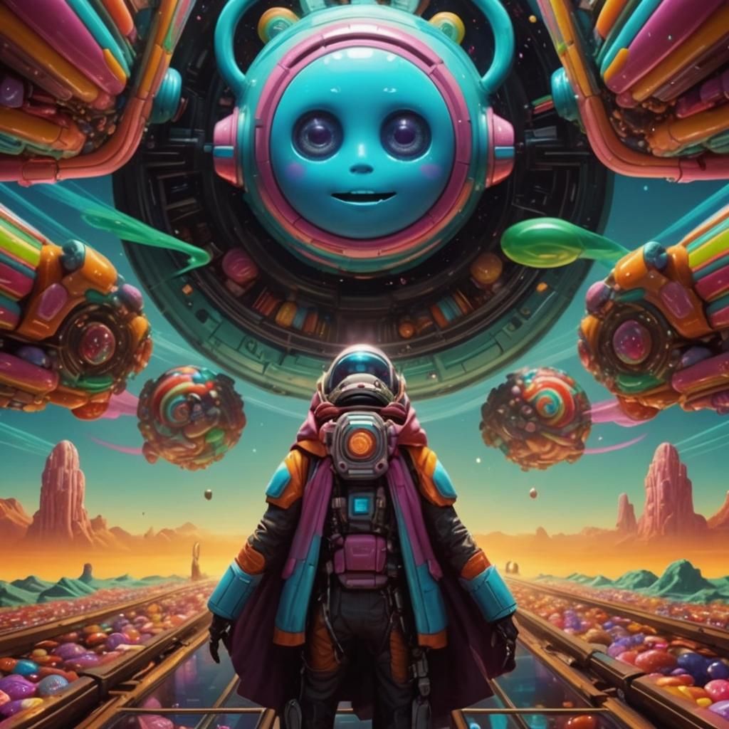 Whimsical Sci-Fi Landscape in Candyland Aesthetic