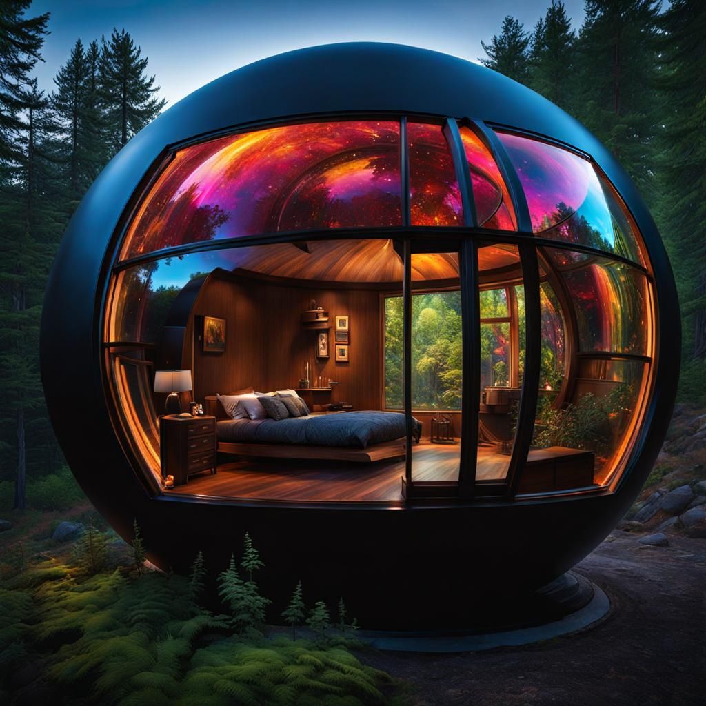 Cosmic Glass Sanctuary in Hyperrealism